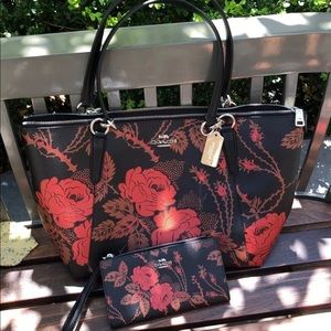 Coach Rose/thorn Print Ava Tote+Wallet